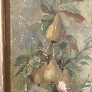 Original primitive painting on canvas of pears 