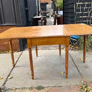 Solid maple Sheraton style dining drop leaf table 