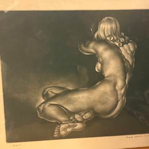 Art Deco Nude etching 
