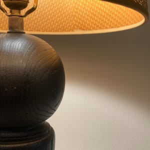 Brutalist painted black wooden table lamp 