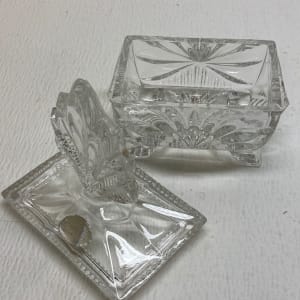 vintage clear covered  glass Art Deco perfume bottle 