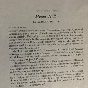 Signed 1931 lithograph "Mount Holly " by Andrew Butler 