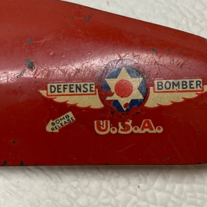 white and red Wyandotte airplane bomber 