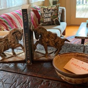 Cast iron tang horse bookends 