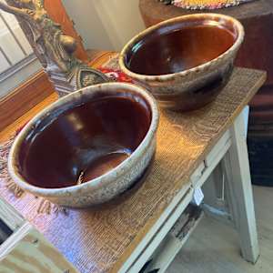 Large Monmouth brown drip glaze mixing bowl 