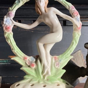 1930's German nude flower frog Art Deco woman 