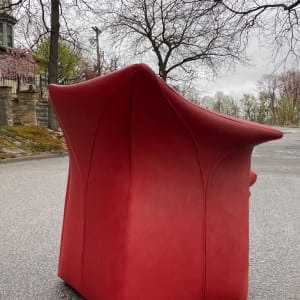 Post Modern Italian red leather chair 