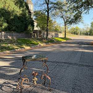 1920's marble top iron table 
