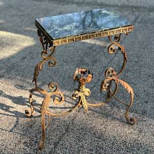 1920's marble top iron table 