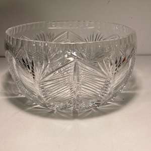 vintage cut glass bowl with pine needle pattern