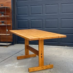 butcher block oak mid century dinette table 