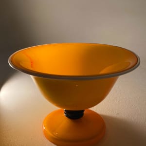 Czech yellow compote art glass bowl 