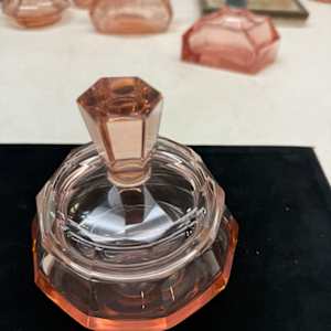Art Deco pink perfume powder dish 