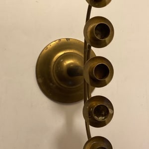 Swedish brass and wood vintage candleabra 