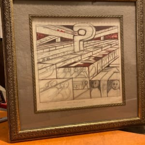 Framed James Quentin Young drawing "Freeway"