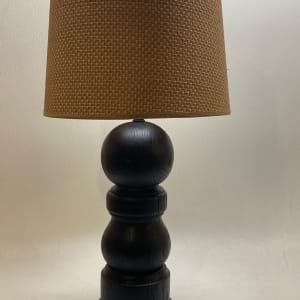 Brutalist painted black wooden table lamp 