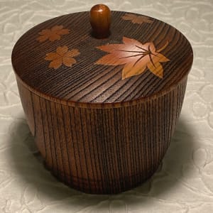 carved leaf decorated wooden vase 