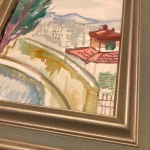 Framed Elizabeth Grant watercolor Villa