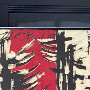 Original abstract red black and white forest 