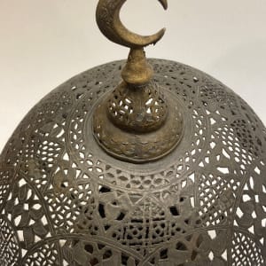 Original period Turkish pierced metal table lamp 