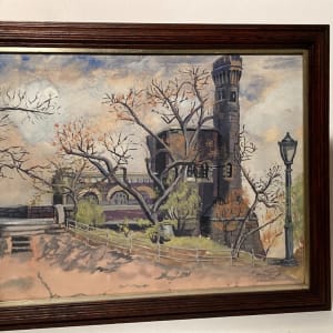 Framed watercolor Schultz 1940's 