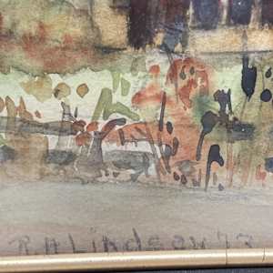 Original watercolor of mountain landscape 