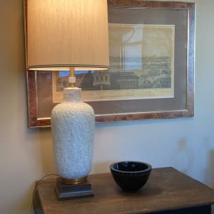 Large mid century modern ceramic pottery table lamp 