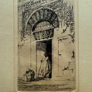 Framed etching by S. Chatwood Burton 