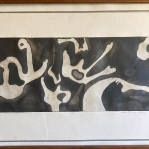 framed Floating Free woodblock by James Quentin Young 