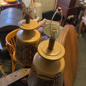 Pair of mid century modern pottery lamps 