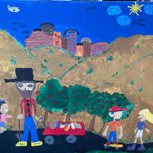 Original primitive painting on board