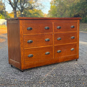 Oak 6 drawer cabinet 