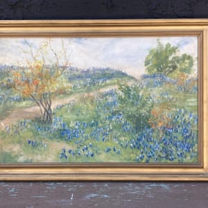 Framed blue bell painting on board 