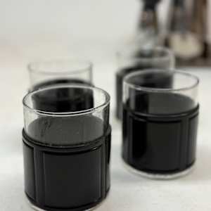 set of 4 leather lined tumblers 