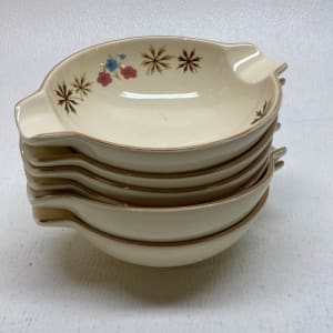 set of 6 Fransiscan Larkspur spouted bowls 