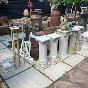 Garden cement tall corinthian topped ribbed column 