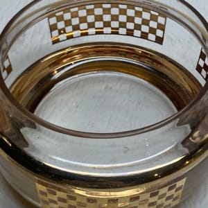 Art Deco gold painted checker board patten covered powder dish 