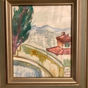 Framed Elizabeth Grant watercolor Villa 