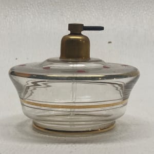 Art Deco hand painted gold with red dots perfume bottle 