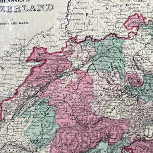 SHRINKWRAPPED early 1864 map of Switzerland