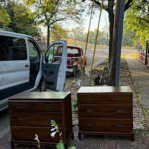 Pair of Campaign 3 drawer chests 