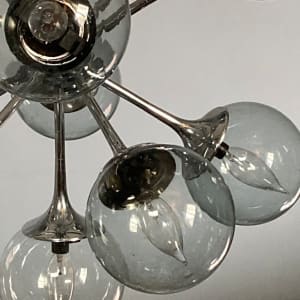Vintage 1970's Light - o - Lier chrome sputnik lamp with smokey ball globes 