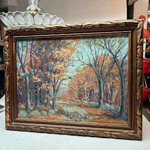 Carl G.T. Olson original painting on board fall path with rocks  #33 