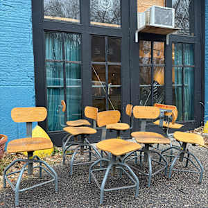 Set of 8 industrial adjustable swivel chairs