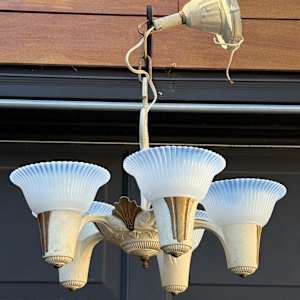Art Deco 5 light dining room light fixture 