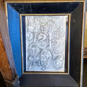 Framed mini pencil drawing of numbers, Image 3.