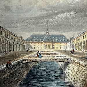 Hand colored engraving circa 1860's ~ Ancien Moulin Des Chartrons 