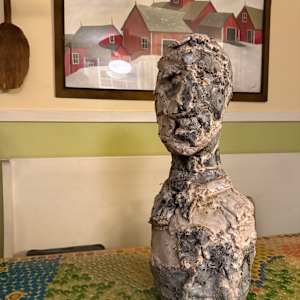 Brutalist sculptural ceramic bust, Image 2.