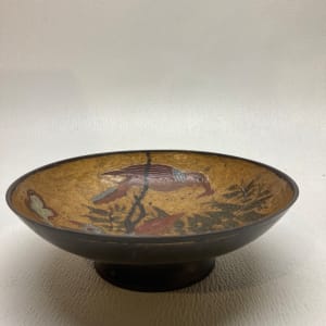 bird motif enameled bowl 