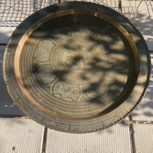 Large solid brass tray coffee table 